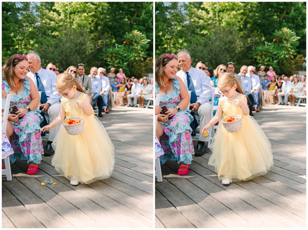 flower girl walking down the aisle