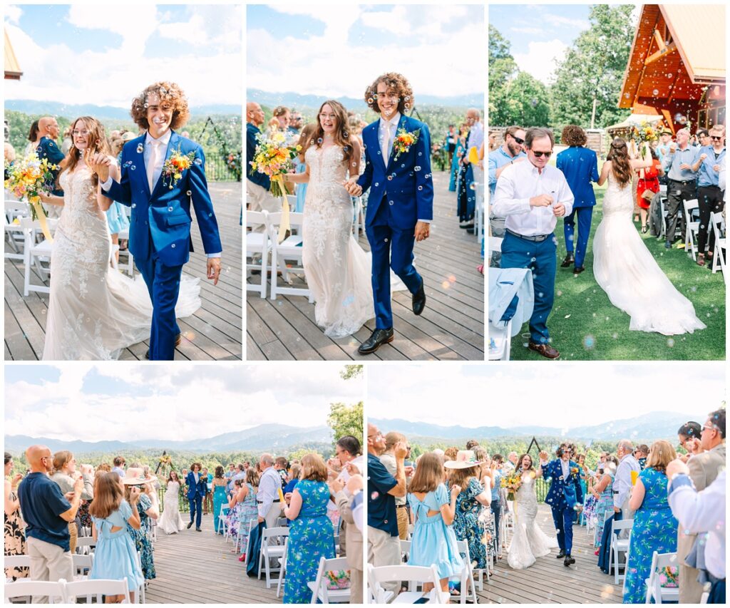 wedding ceremony bubble grand exit at the venue at greenbrier estate in gatlinburg, tennessee