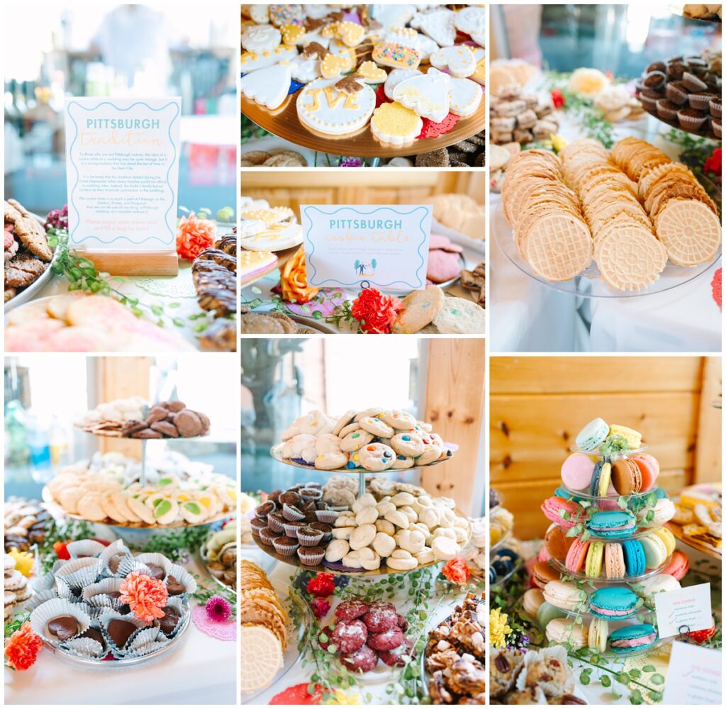 pittsburg dessert table at a summer wedding in gatlinburg, tennessee