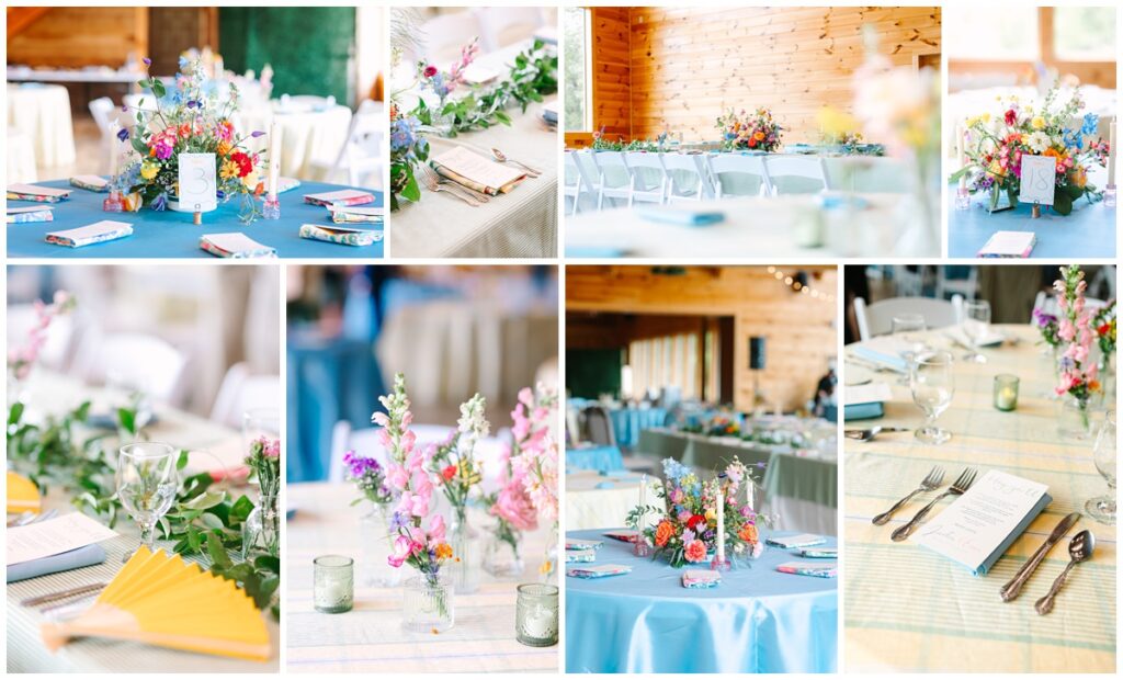 tablescape photos at colorful wedding in tennessee