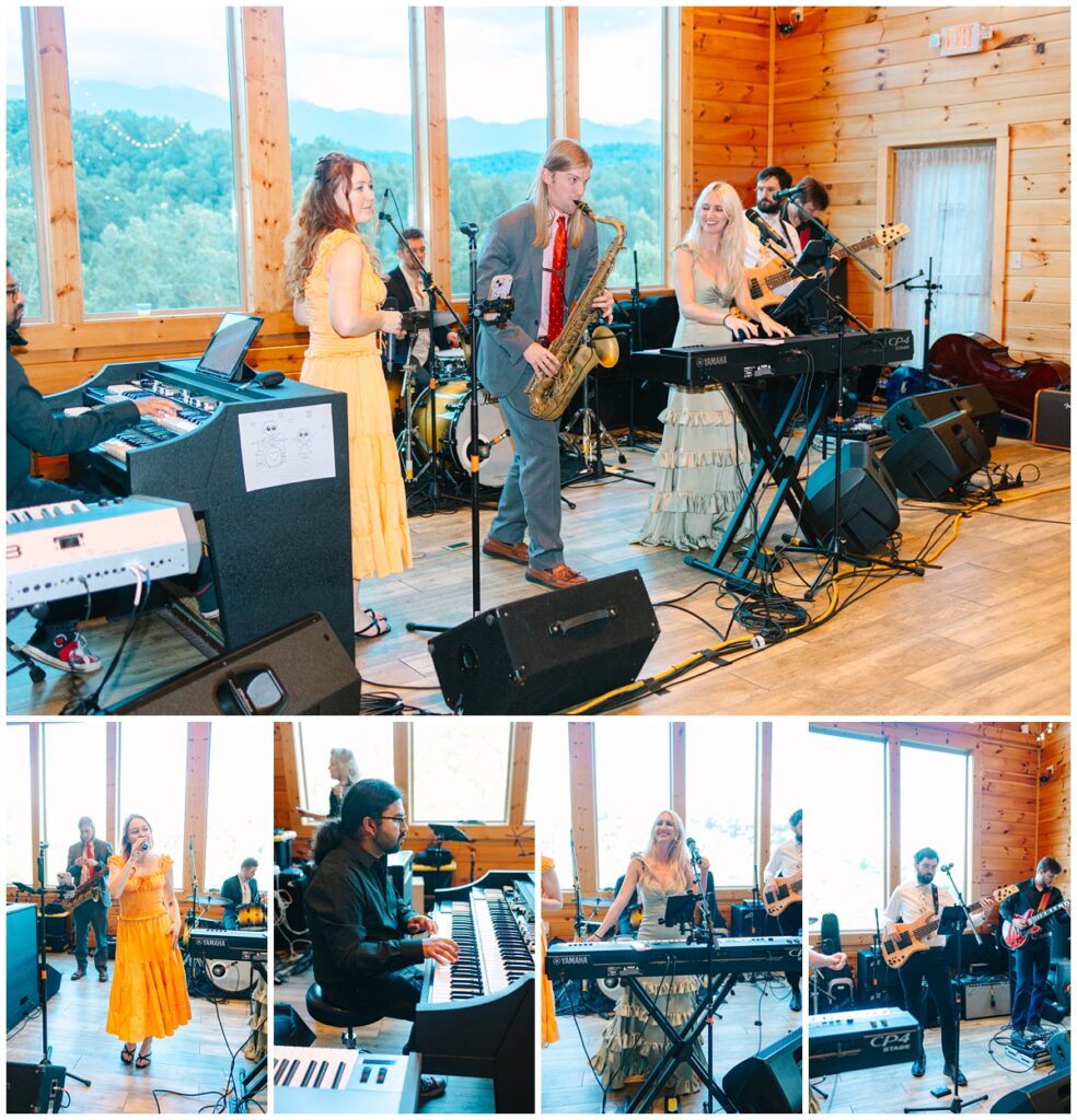 live band performing at wedding reception at the venue at greenbrier estate