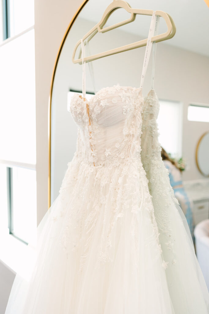 wedding dress in the bridal suite at the loyston venue