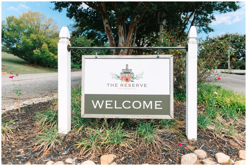 The Reserve at Bluebird Hill Welcome sign