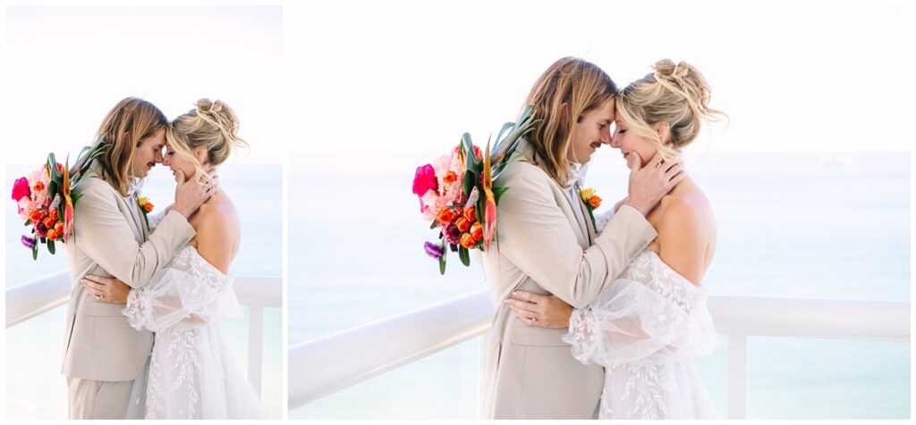 bride and groom beach wedding portraits