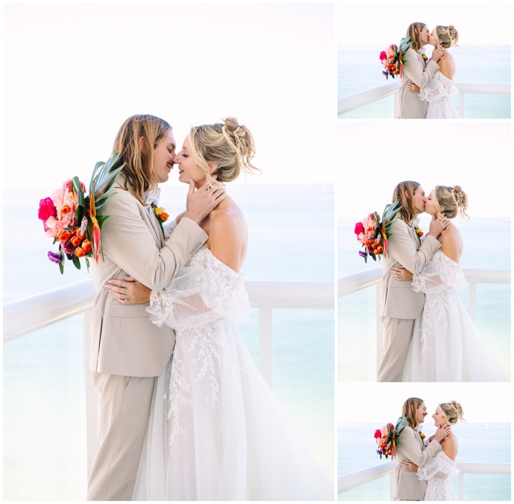 beach wedding bride and groom photos