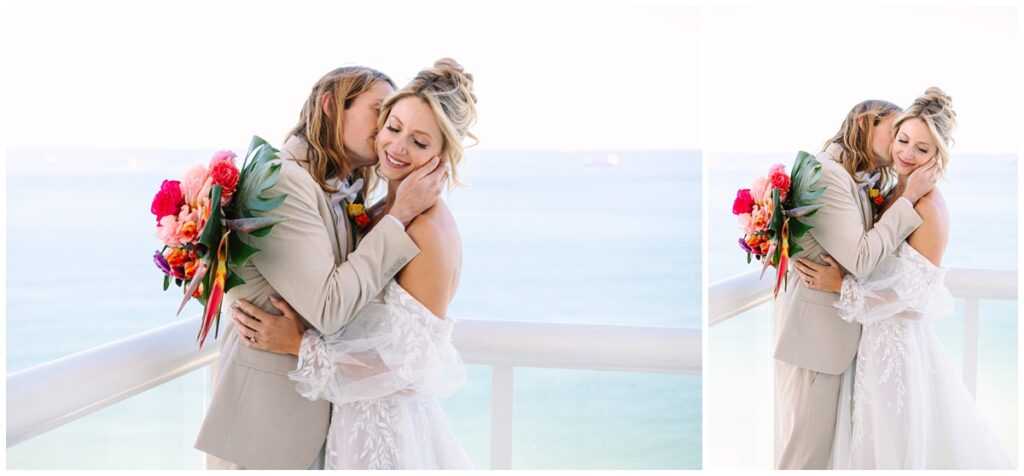 ocean view bride and groom portraits