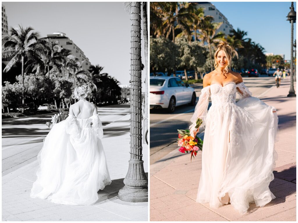 editorial bridal photos with palm trees