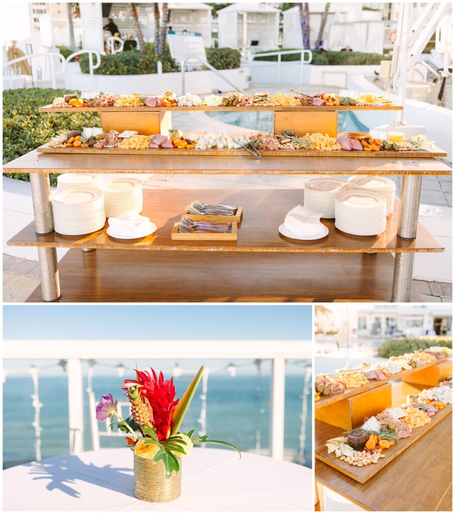 charcuterie table at wedding cocktail hour