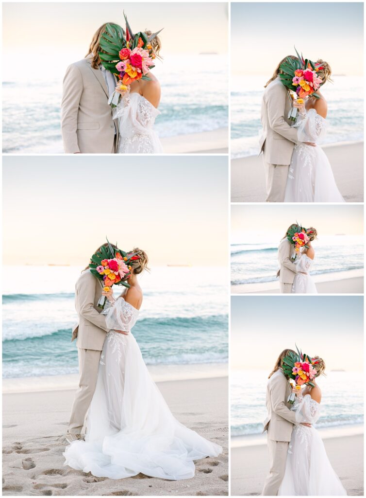 sunset newlywed beach photos at fort lauderdale beach in florida