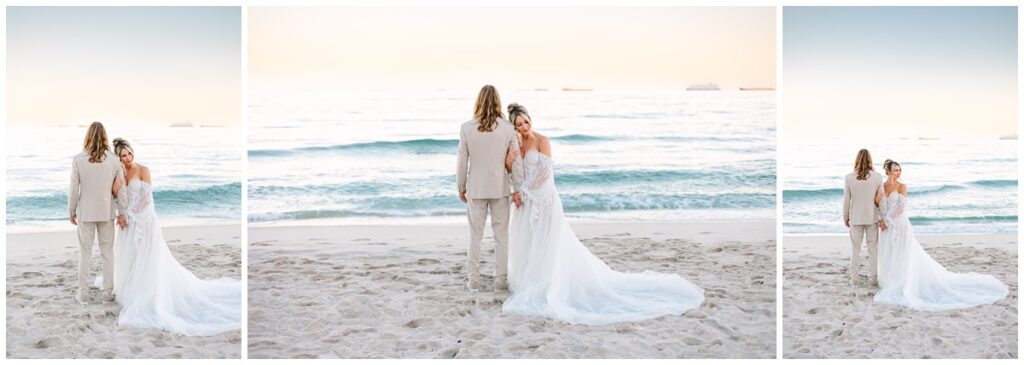 sunset newlywed beach photos at fort lauderdale beach in florida