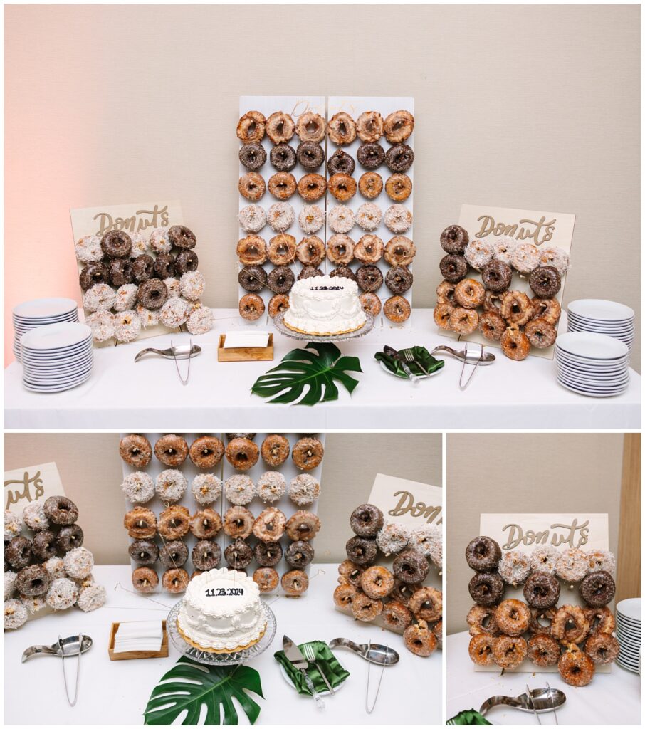 donut wall at wedding reception