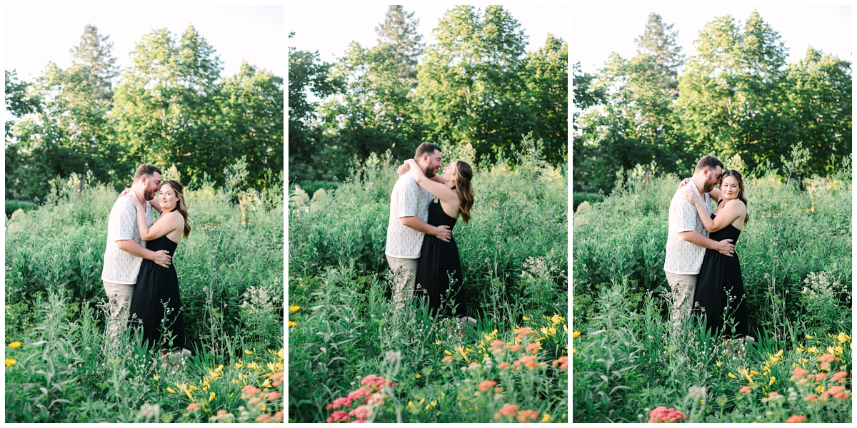 minnesota engaged couple in a wildflower field
