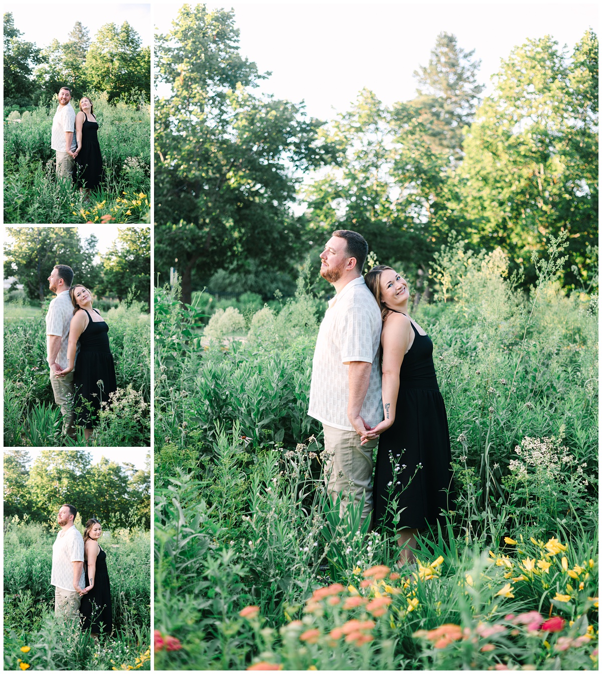 minnesota engaged couple in a wildflower field