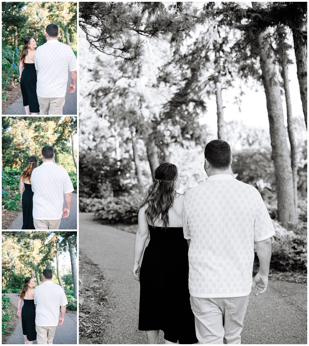 couple walking through greenery in st. paul, minnesota
