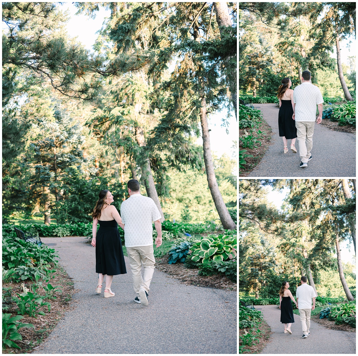 couple walking through greenery in st. paul, minnesota