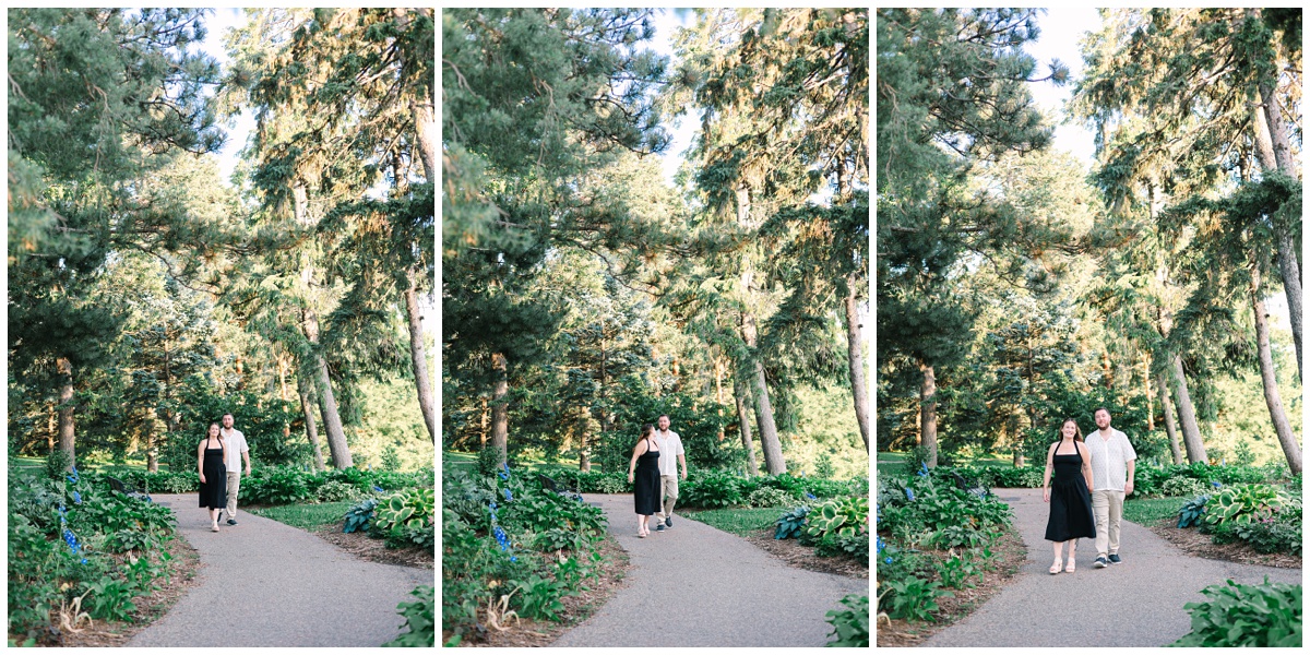couple walking through greenery in st. paul, minnesota