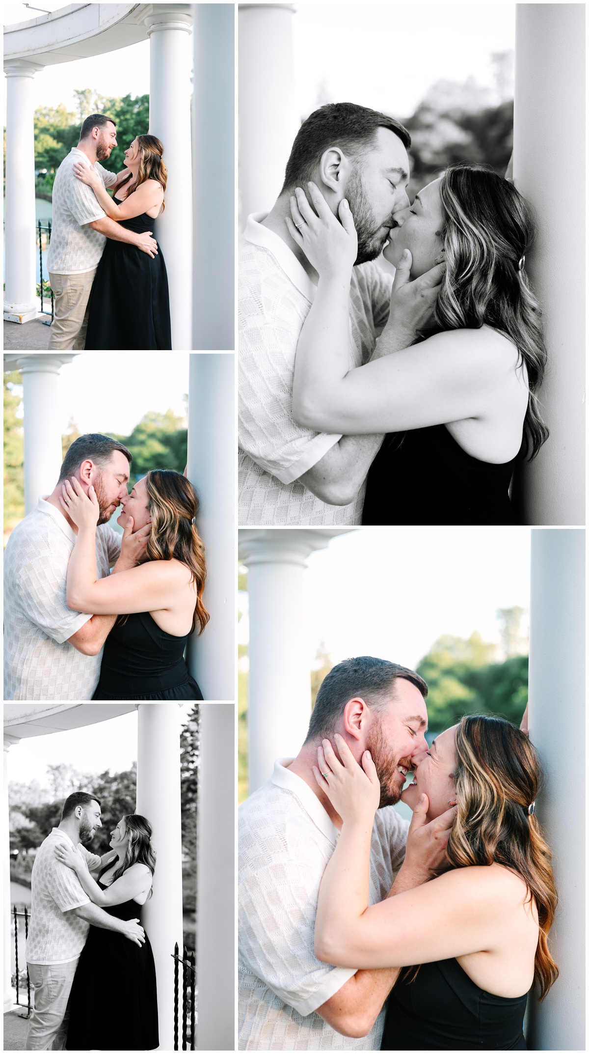 white pavilion engagement photo outside of como zoo conservatory
