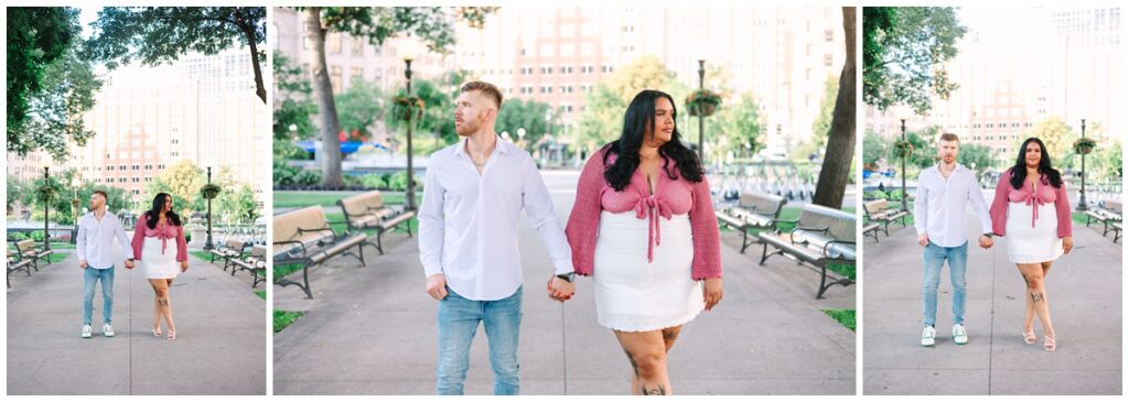 a couple at rice park in st. paul, minnesota