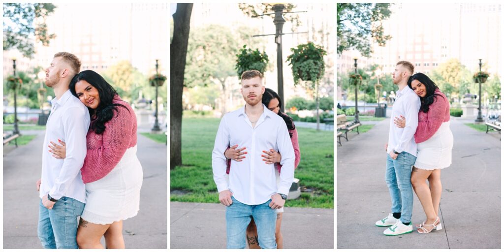 a couple at rice park in st. paul, minnesota