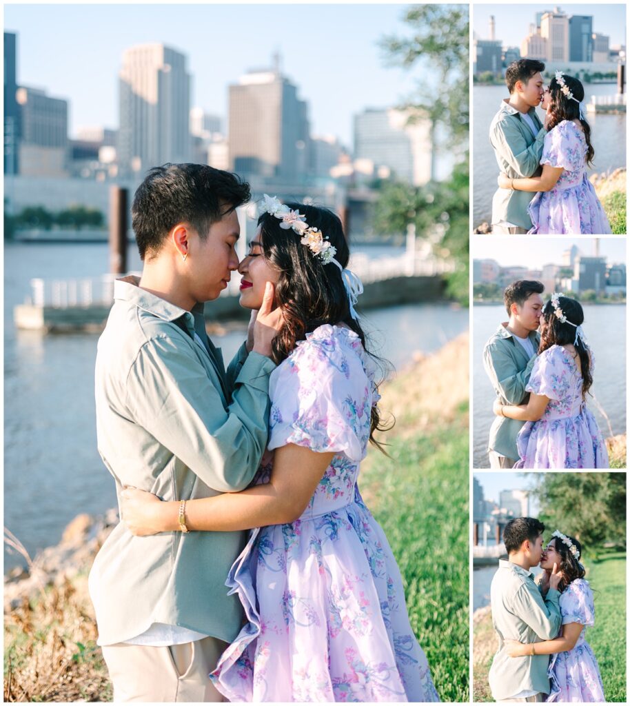 couple standing in front of st. paul skyline