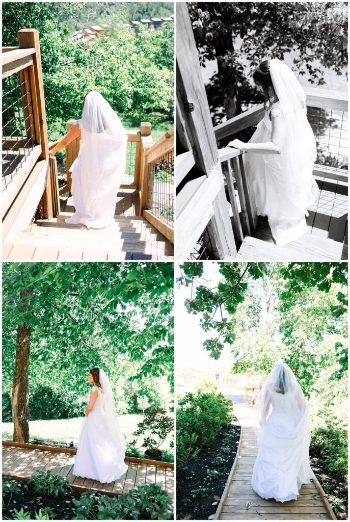 bride walking to the first look location 