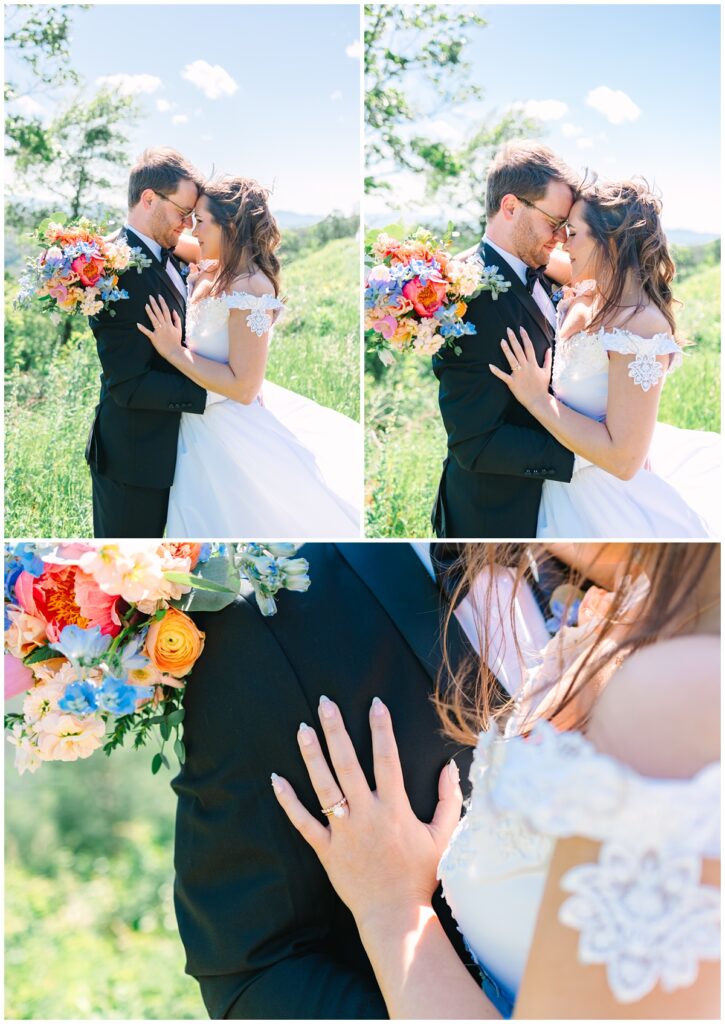 bride and groom photo at foothills parkway overlooking the great smoky mountains