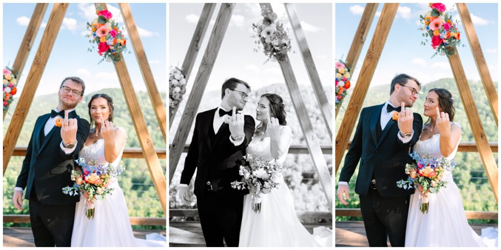 microwedding newlywed portraits at cielito lindo in tennessee with only their ring fingers up