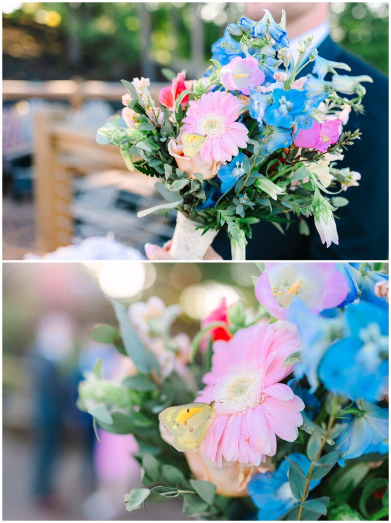 moth on bridal bouquet