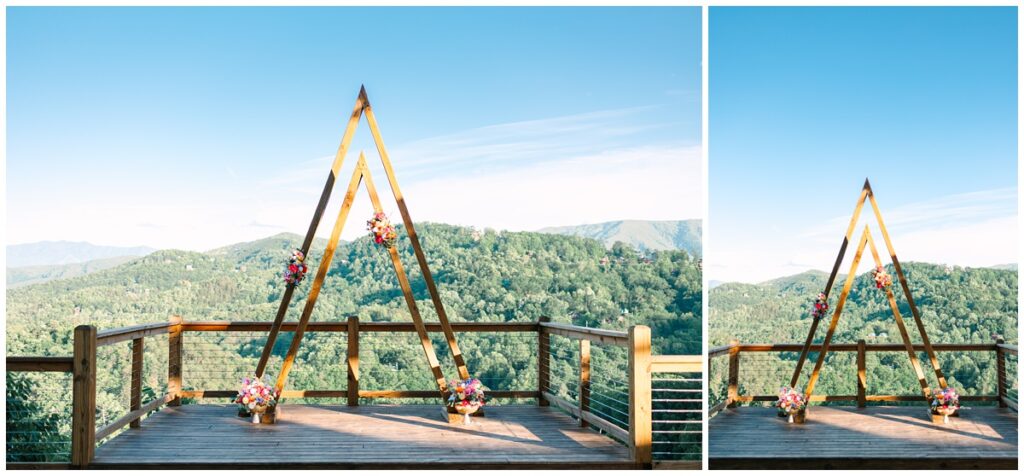 A-frame arch for wedding ceremony at cielito lindo in sevierville, tn