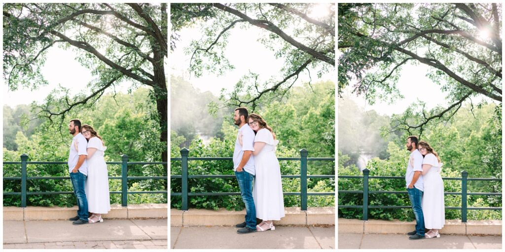couple standing together for their engagement photo