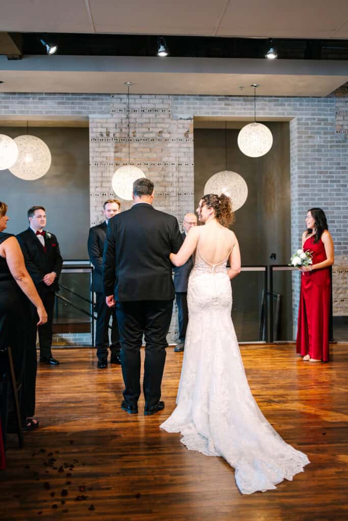 Olivia + Andrew Wedding Bride walking toward the groom during the ceremony