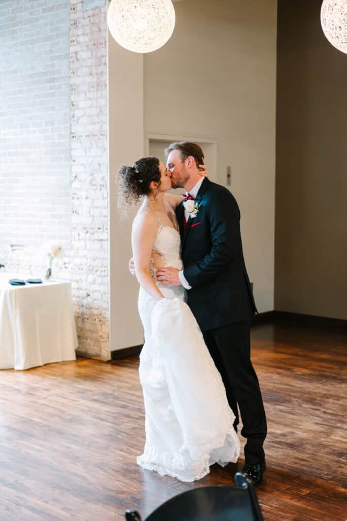 Olivia + Andrew Wedding Bride and groom smiling together during their first dance