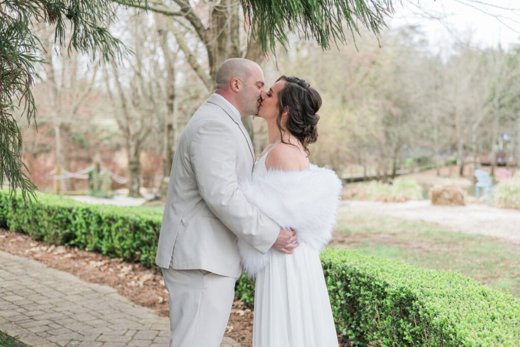 Sarah + Jake Wedding Bride wiping a happy tear during their private moment