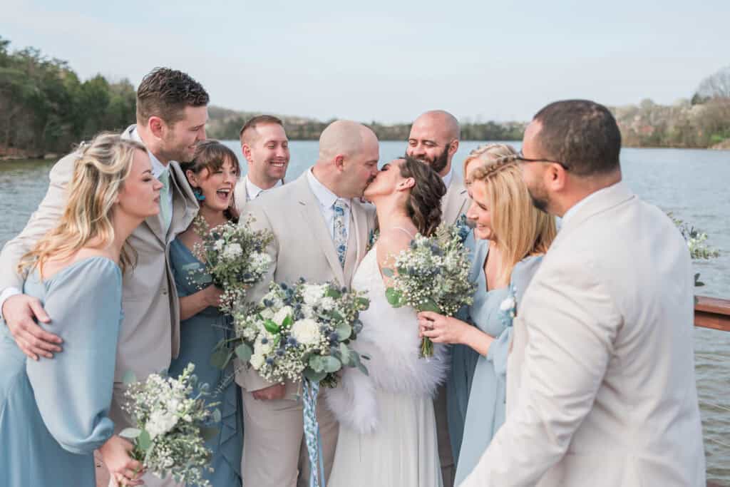 Sarah + Jake Wedding Bridal party celebrating with the couple