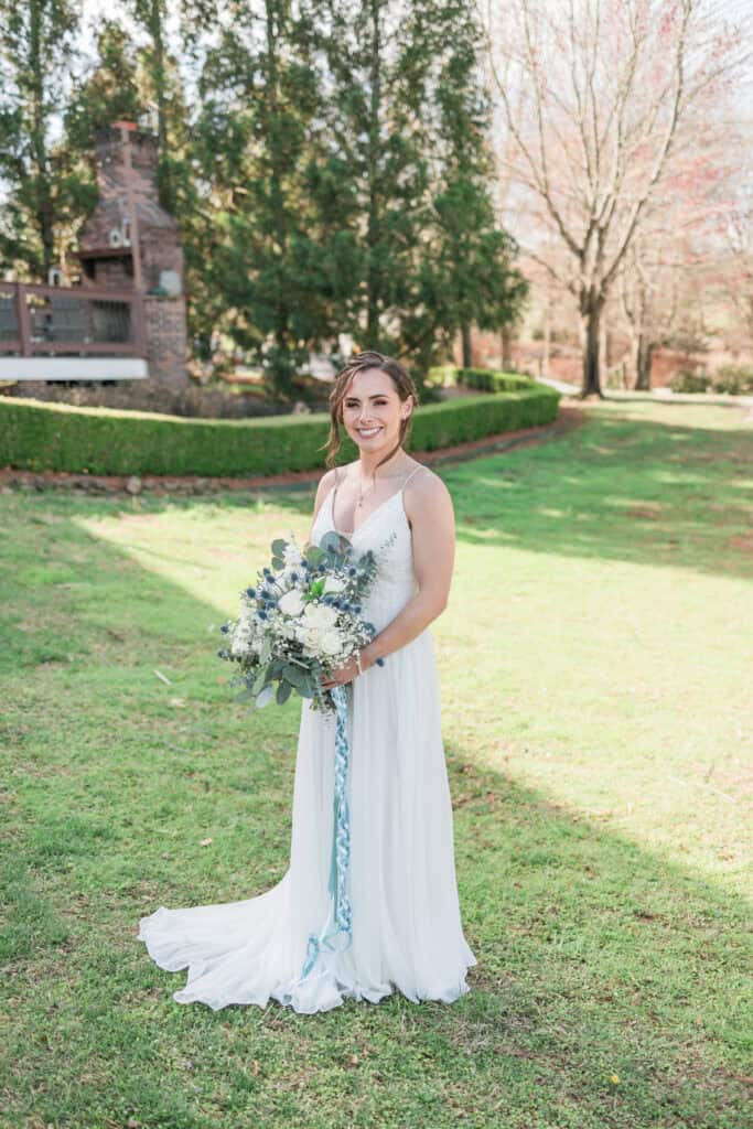 Sarah + Jake Wedding Bridal portrait on the lawn at The Pavilion at Hunter Valley Farm