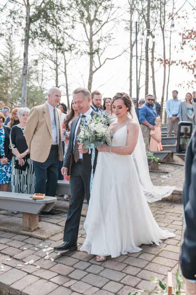 Sarah + Jake Wedding Dad walking the bride down the aisle