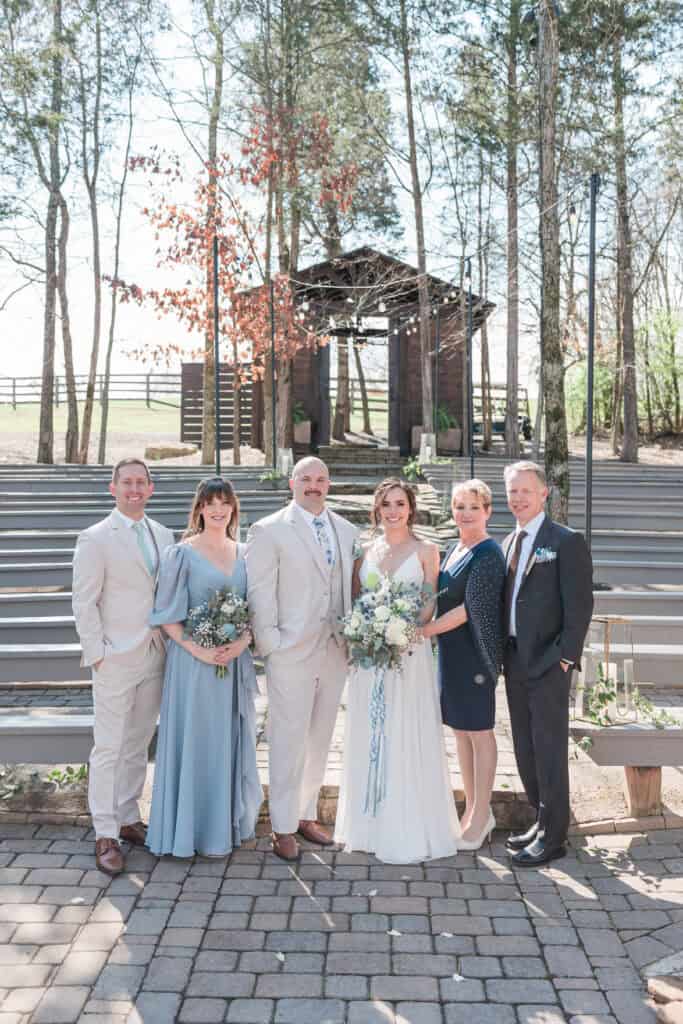 Sarah + Jake Wedding Family photo with the couple at Hunter Valley Farm