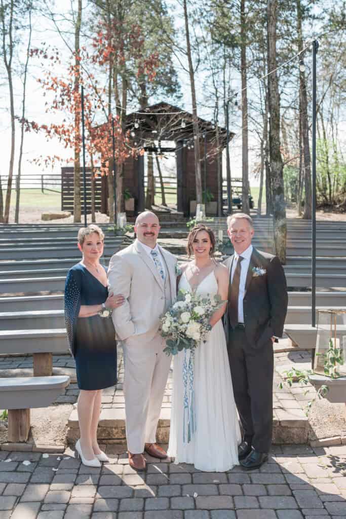 Sarah + Jake Wedding Bride and groom with their parents