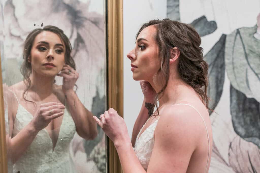 Sarah + Jake Wedding Bride getting ready with her mom on the wedding morning